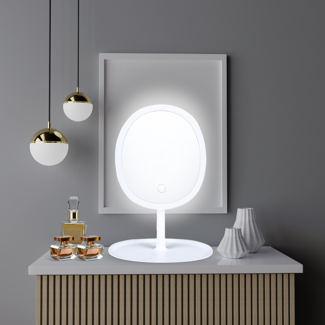 SOGA 26cm White Oval Smart LED Makeup Bedroom Table Vanity Mirror Tricolor w/ 5x Magnification, Home, Bathroom, Bathroom Accessories, Bathroom Storage, ,  - NZ DEPOT 4