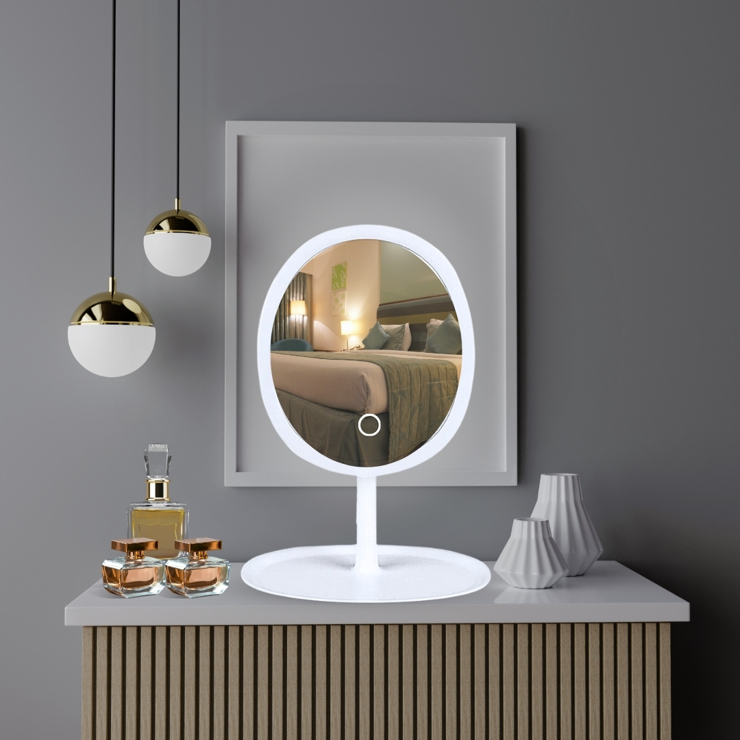 Soga 26Cm White Oval Smart Led Makeup Bedroom Table Vanity Mirror Tricolor W/ 5X Magnification, Home, Bathroom, Bathroom Accessories, Bathroom Storage, ,  - Nz Depot 6