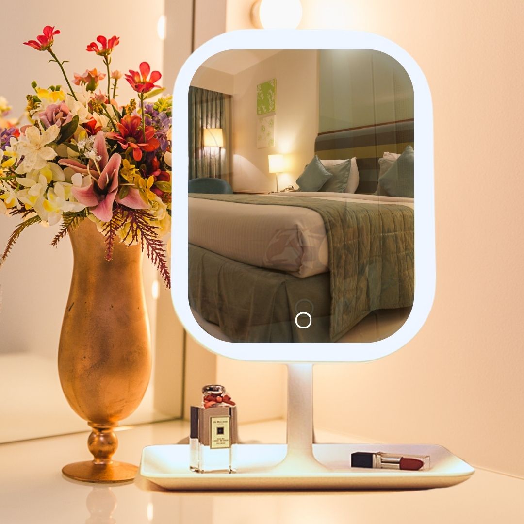 SOGA 26cm White Squared Smart LED Makeup Bedroom Table Vanity Mirror Tricolor w/ 5x Magnification, Home, Bathroom, Bathroom Accessories, Bathroom Storage, ,  - NZ DEPOT 4