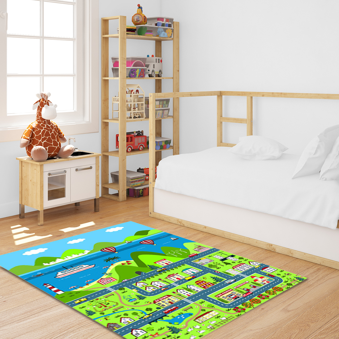 Soga 2X 120Cm Kids Rug Street Map Play Mat, Educational Baby Theme Park Area Rugs, Home &Amp; Living, Home Decor, Rugs, Shaggy Rugs, ,  - Nz Depot 5