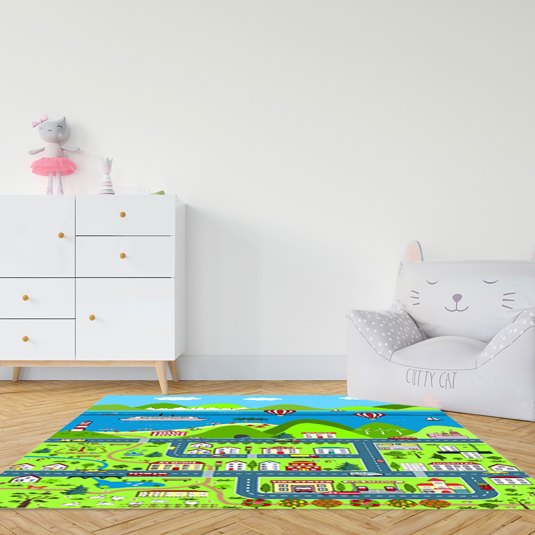 Soga 2X 120Cm Kids Rug Street Map Play Mat, Educational Baby Theme Park Area Rugs, Home &Amp; Living, Home Decor, Rugs, Shaggy Rugs, ,  - Nz Depot 6