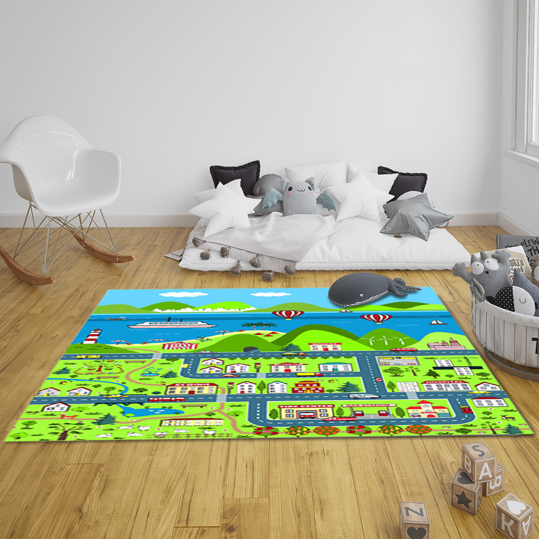 Soga 2X 120Cm Kids Rug Street Map Play Mat, Educational Baby Theme Park Area Rugs, Home &Amp; Living, Home Decor, Rugs, Shaggy Rugs, ,  - Nz Depot 7