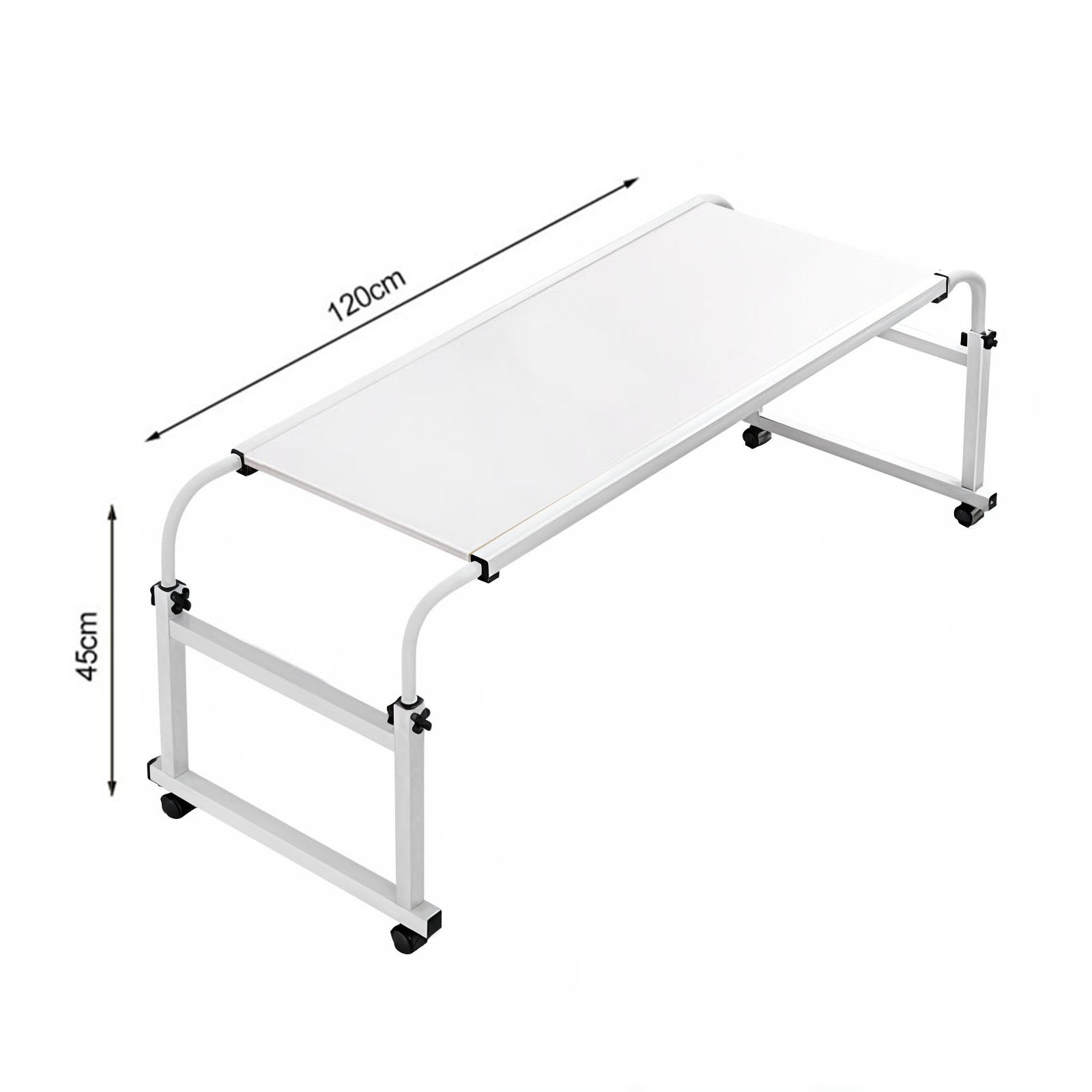 Soga 2X 120X45Cm White Cross Bed Movable Desk Table W/ Adjustable Length &Amp; Height, Furniture, Living Room Furniture, Tables, , ,  - Nz Depot 5