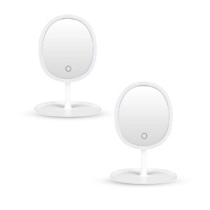 SOGA 2X 26cm White Oval Smart LED Makeup Bedroom Table Vanity Mirror Tricolor Adjustable Light Bathroom Storage MirrorE10X2 NZ DEPOT