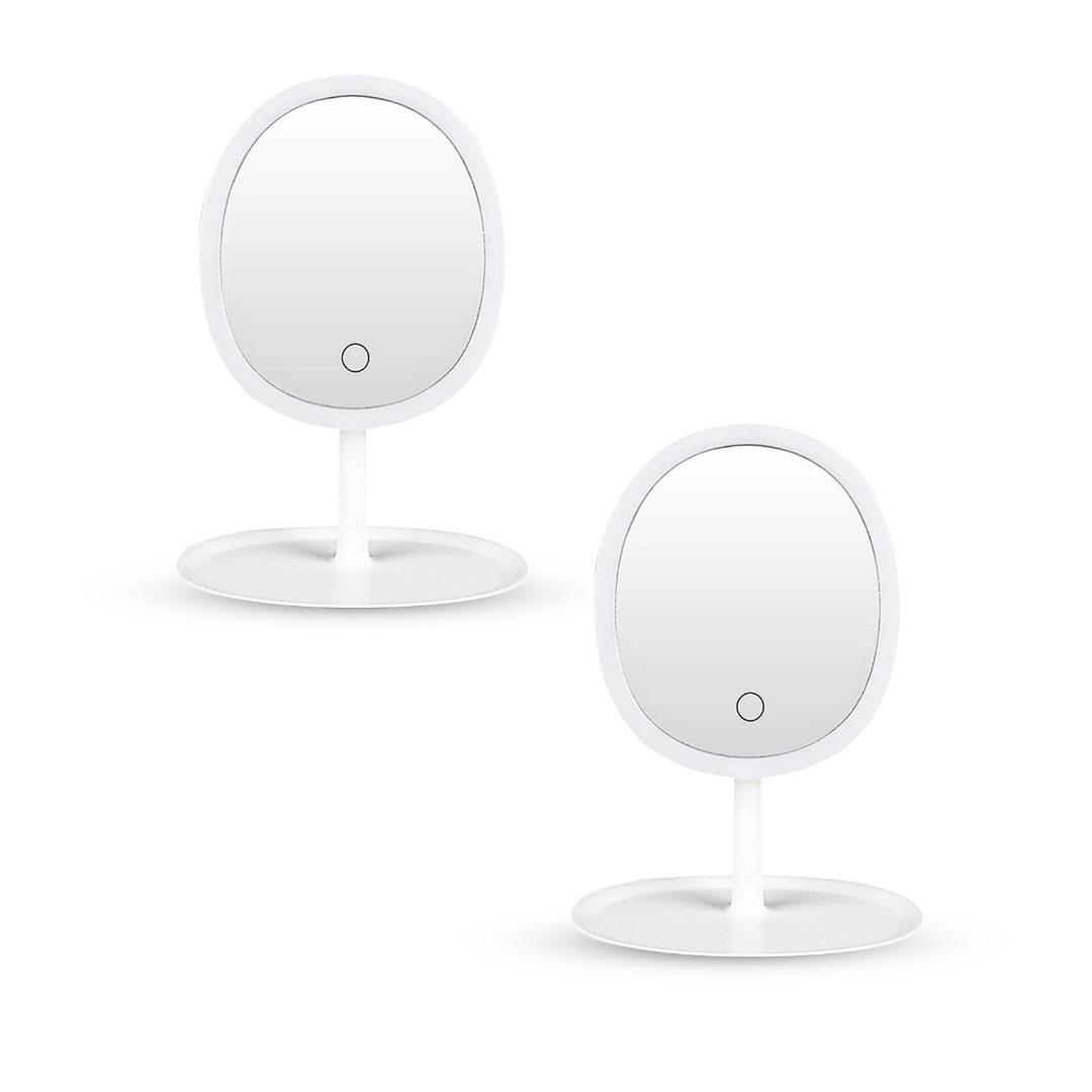 SOGA 2X 26cm White Oval Smart LED Makeup Bedroom Table Vanity Mirror Tricolor Adjustable Light, Home, Bathroom, Bathroom Accessories, Bathroom Storage, ,  - NZ DEPOT 1