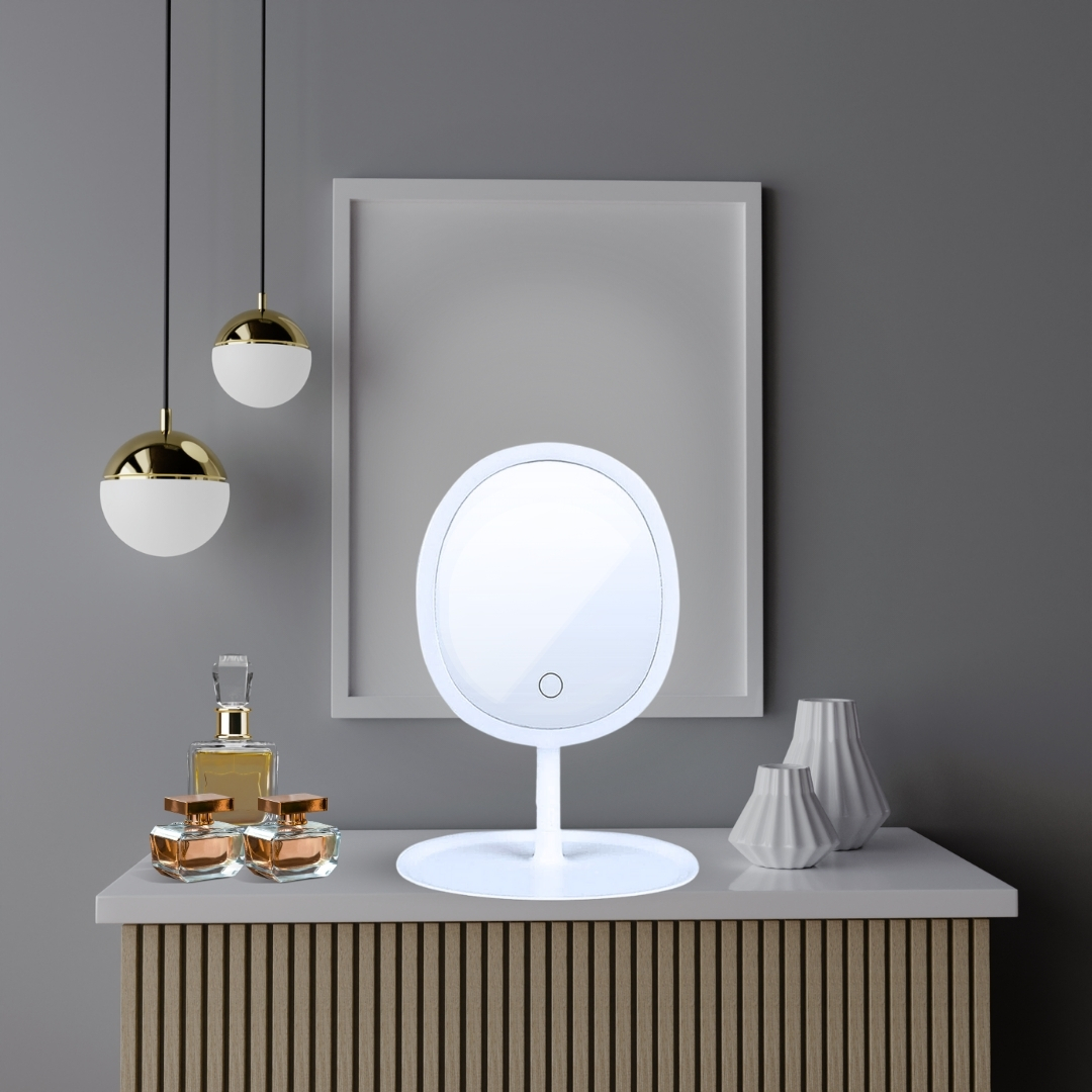 SOGA 2X 26cm White Oval Smart LED Makeup Bedroom Table Vanity Mirror w/ 5x Magnification, Home, Bathroom, Bathroom Accessories, Bathroom Storage, ,  - NZ DEPOT 4