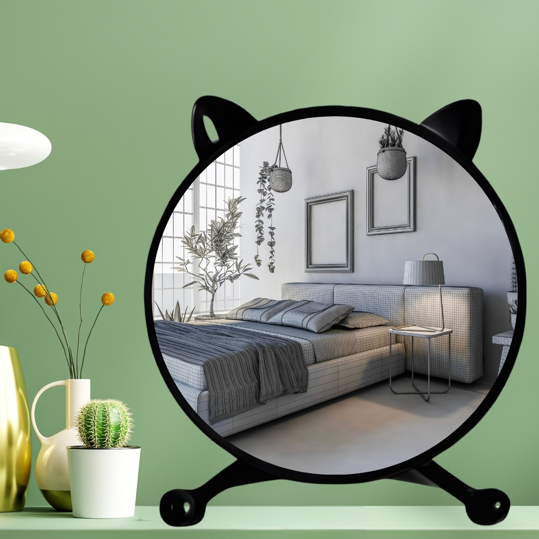 Soga 2X 30Cm Black Smart Makeup Bedroom Table Mirror Cat Ear Style No Led Light, Home, Bathroom, Bathroom Accessories, Bathroom Storage, ,  - Nz Depot 4