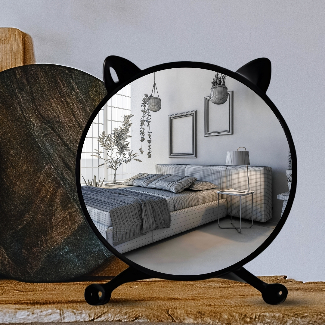 Soga 2X 30Cm Black Smart Makeup Bedroom Table Mirror Cat Ear Style No Led Light, Home, Bathroom, Bathroom Accessories, Bathroom Storage, ,  - Nz Depot 5