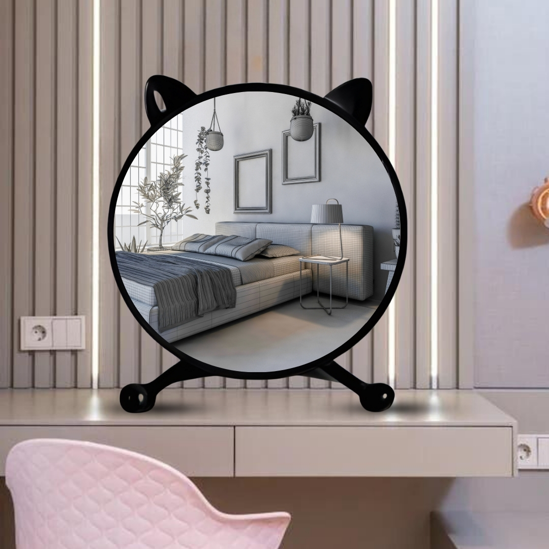 Soga 2X 30Cm Black Smart Makeup Bedroom Table Mirror Cat Ear Style No Led Light, Home, Bathroom, Bathroom Accessories, Bathroom Storage, ,  - Nz Depot 6