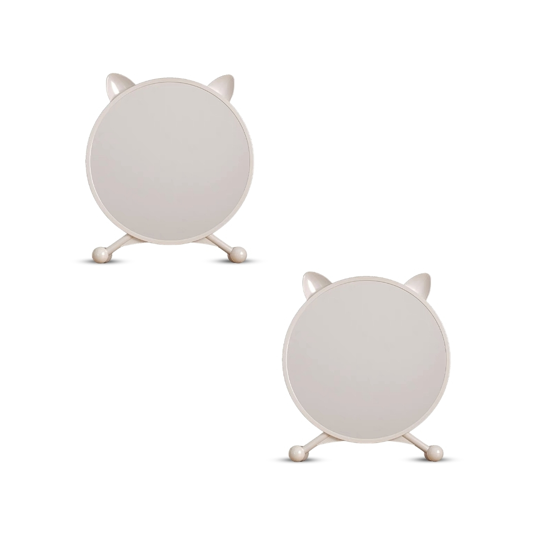 Soga 2X 30Cm White Smart Makeup Bedroom Table Mirror Cat Ear Style No Led Light, Home, Bathroom, Bathroom Accessories, Bathroom Storage, ,  - Nz Depot 1