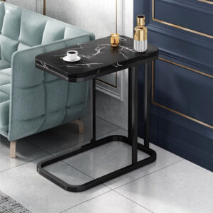 SOGA 2X 30x50cm Black Ceramic Sofa Side Square Mini Table w/ Black Metal Legs, Furniture, Living Room Furniture, Tables, , ,  - NZ DEPOT 2