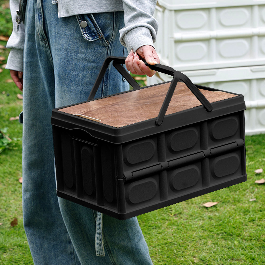 Soga 2X 34.5 Cm 18L Black Car &Amp; Camping Foldable Storage Box Crate Stackable Container With Handle, Furniture, Storage &Amp; Shelving, Home Storage, , ,  - Nz Depot 5