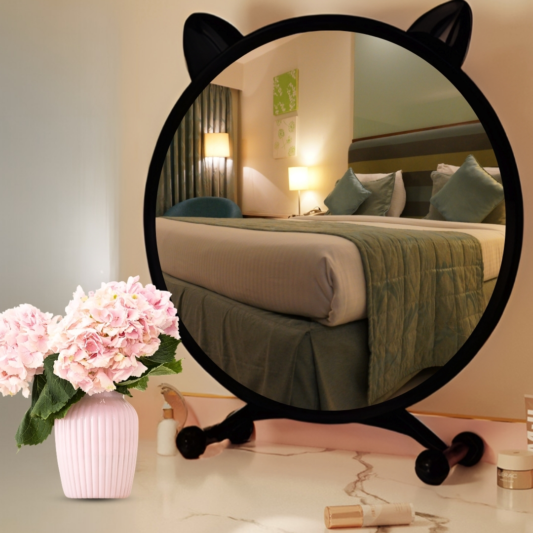 Soga 2X 40Cm Black Smart Makeup Bedroom Table Mirror Cat Ear Style No Led Light, Home, Bathroom, Bathroom Accessories, Bathroom Storage, ,  - Nz Depot 4