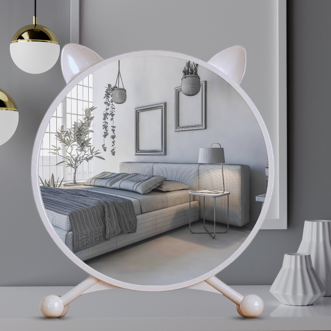 Soga 2X 40Cm White Smart Makeup Bedroom Table Mirror Cat Ear Style No Led Light, Home, Bathroom, Bathroom Accessories, Bathroom Storage, ,  - Nz Depot 5