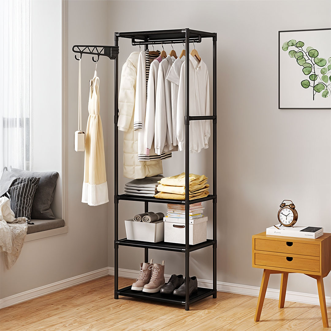 Soga 2X 45X35Cm Hanging Clothes Rack Storage W/ 3 Layer Organizer Adjustable Shelvessturdy Space-Saving, Furniture, Storage &Amp; Shelving, Shoe Storage, , ,  - Nz Depot 2