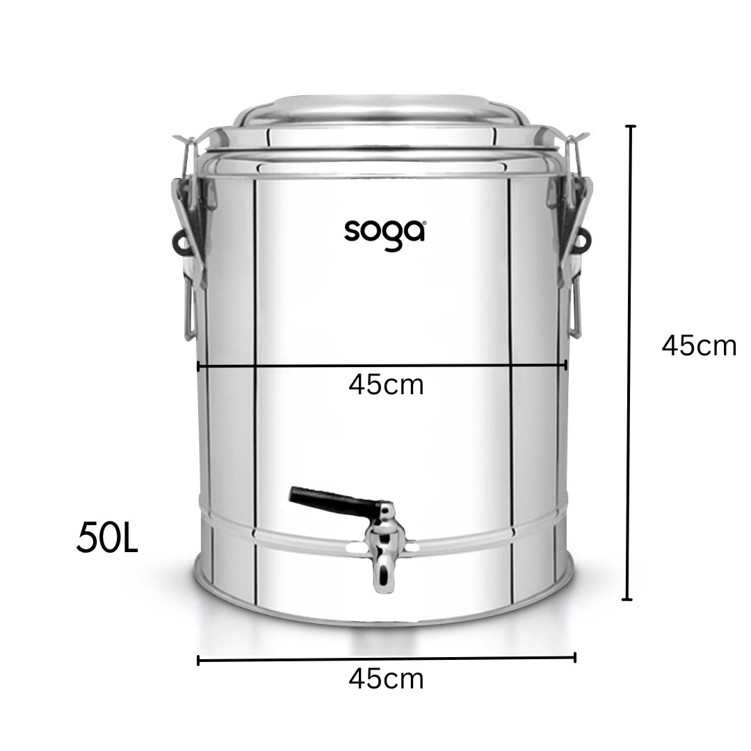 Soga 2X 50L Stainless Steel Insulated Stock Pot Dispenser Hot &Amp; Cold Beverage Container With Tap, Home &Amp; Living, Kitchen &Amp; Dining, Barware, Spirit Dispensers, ,  - Nz Depot 2