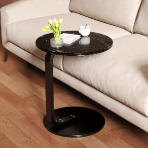 SOGA 2X  50cm Black Marble Mini Side Table Movable Lightweight w/ Black Frame, Furniture, Living Room Furniture, Tables, , ,  - NZ DEPOT 2