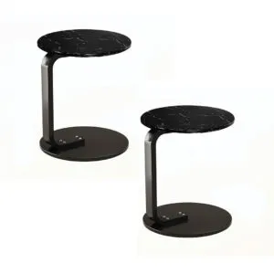 Soga 2X 50Cm Black Marble Mini Side Table Movable Lightweight W Black Frame Sidetab33X2 Nz Depot - Nz Depot