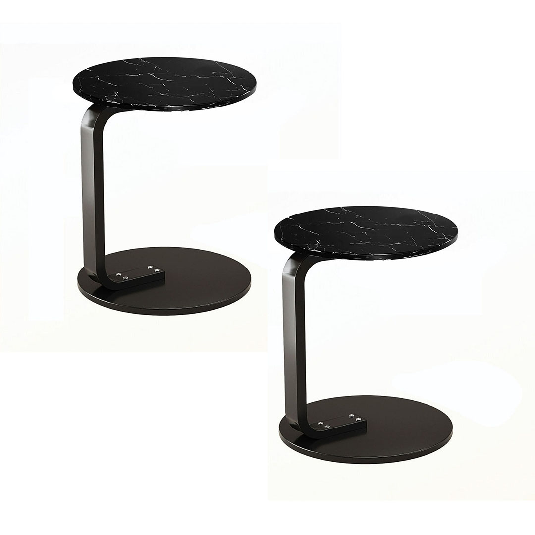 Soga 2X 50Cm Black Marble Mini Side Table Movable Lightweight W/ Black Frame, Furniture, Living Room Furniture, Tables, , ,  - Nz Depot 1