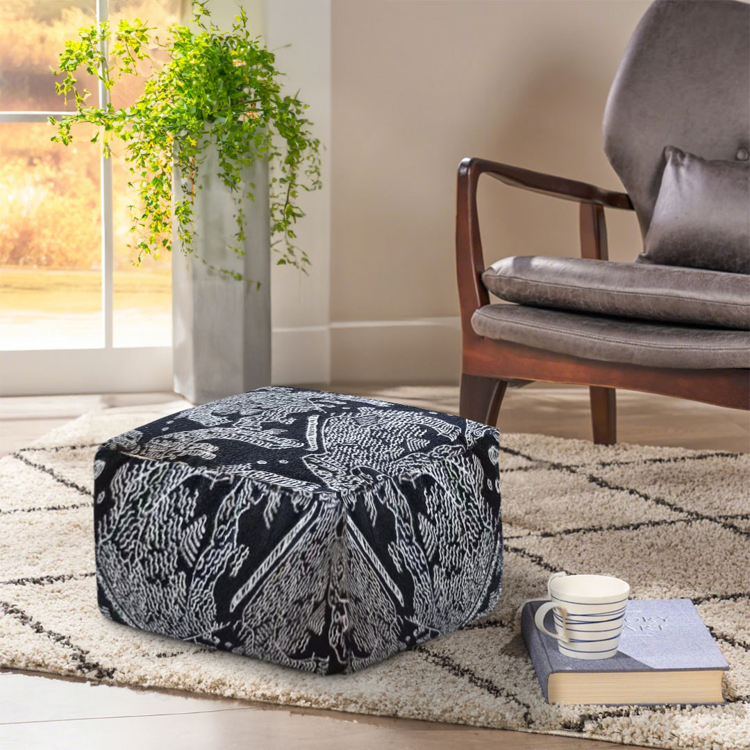 Soga 2X 55X30Cm Black Squared Soft Pouffe Seat Cushion Elegant Home Accent D?Cor Stylish Footstool, Furniture, Living Room Furniture, Occasional Chairs, , ,  - Nz Depot 6