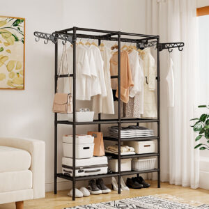 SOGA 2X 90x35cm Hanging Clothes Rack Storage w/ 4 Layer Organizer and Side Hooks, Furniture, Storage & Shelving, Shoe Storage, , ,  - NZ DEPOT 2