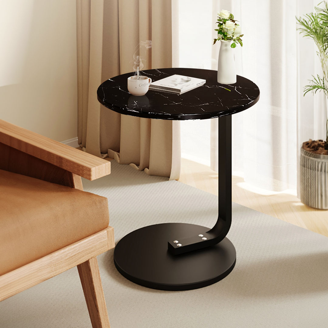 Soga 50Cm Black Marble Mini Side Table Movable Lightweight W/ Black Frame, Furniture, Living Room Furniture, Tables, , ,  - Nz Depot 3