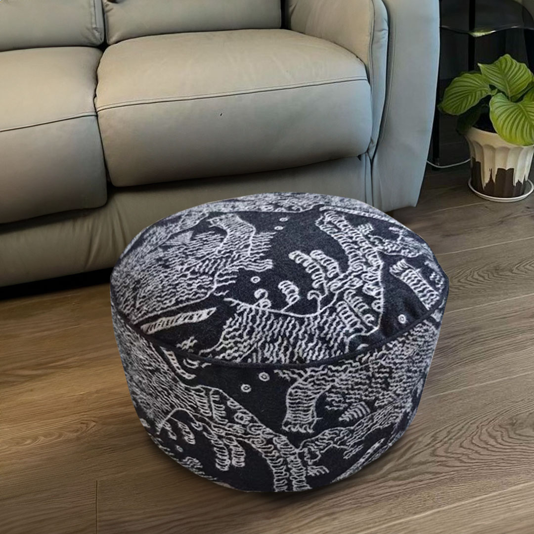 Soga 50X30Cm Black Round Soft Pouffe Seat Cushion Elegant Home Accent D?Cor Stylish Footstool, Furniture, Living Room Furniture, Occasional Chairs, , ,  - Nz Depot 2