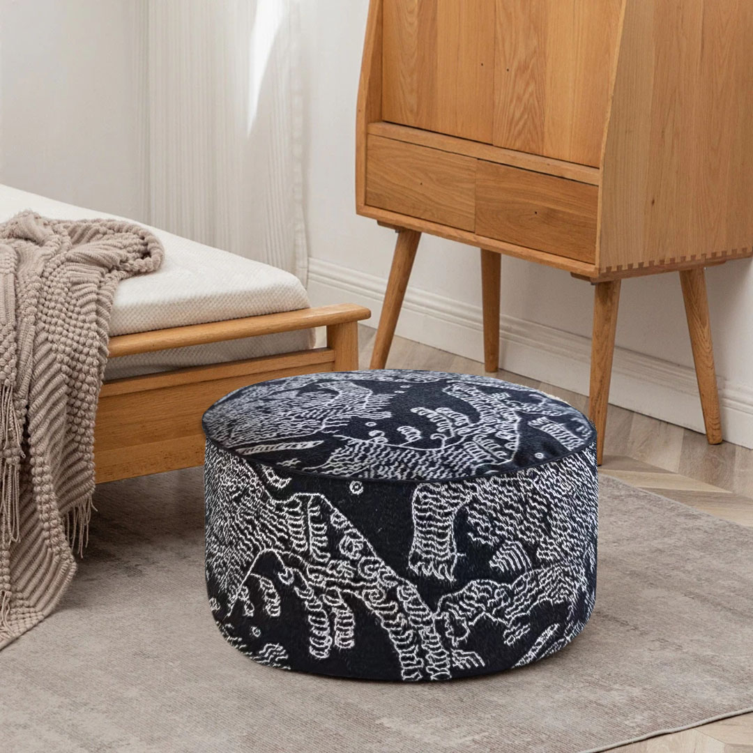 Soga 50X30Cm Black Round Soft Pouffe Seat Cushion Elegant Home Accent D?Cor Stylish Footstool, Furniture, Living Room Furniture, Occasional Chairs, , ,  - Nz Depot 3