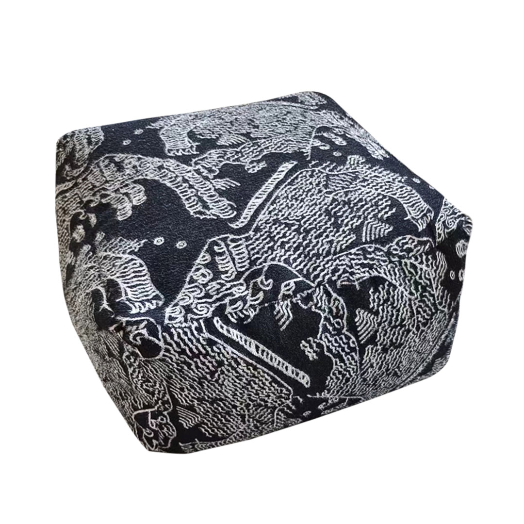 Soga 55X30Cm Black Squared Soft Pouffe Seat Cushion Elegant Home Accent D?Cor Stylish Footstool, Furniture, Living Room Furniture, Occasional Chairs, , ,  - Nz Depot 1