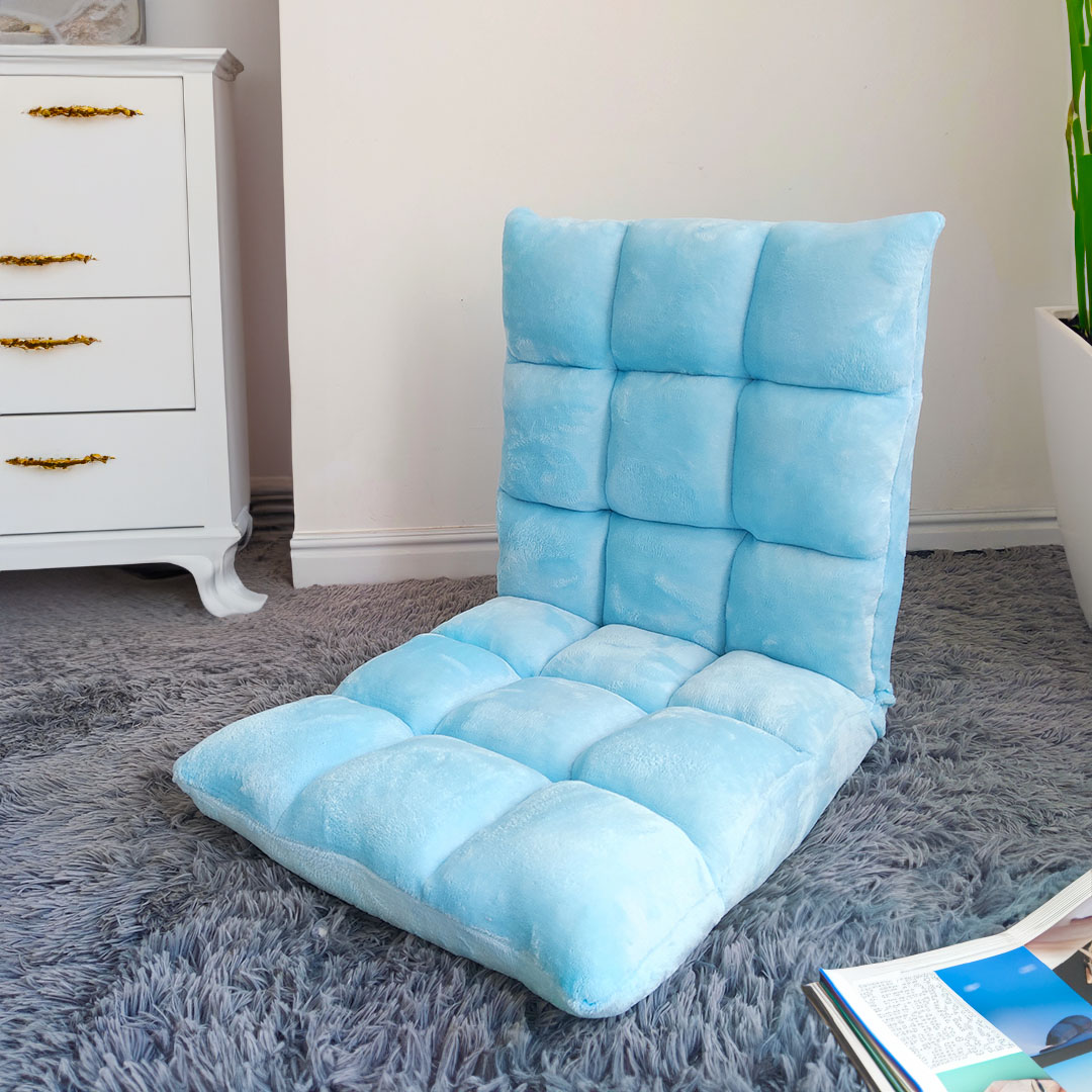 Soga Floor Recliner Collapsible Lounge Sofa Couch Folding Chair Cushion Light Blue, Furniture, Living Room Furniture, Occasional Chairs, , ,  - Nz Depot 2