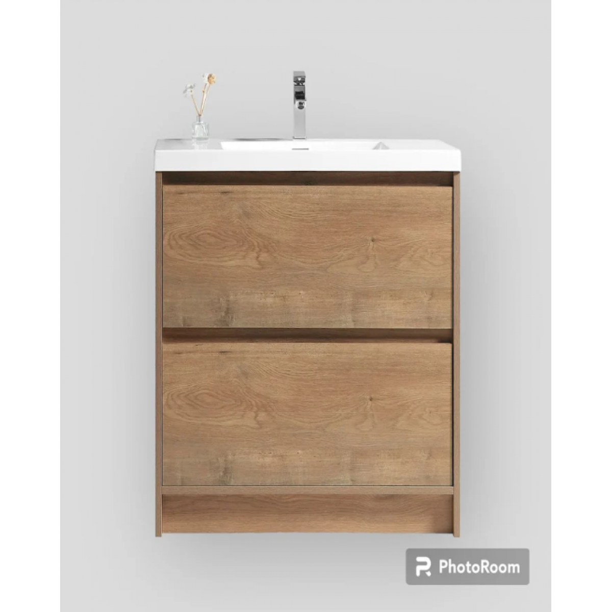 Vanity - Etham Series 600Mm Grain Wood, Freestanding - Square Basin - Nz Depot