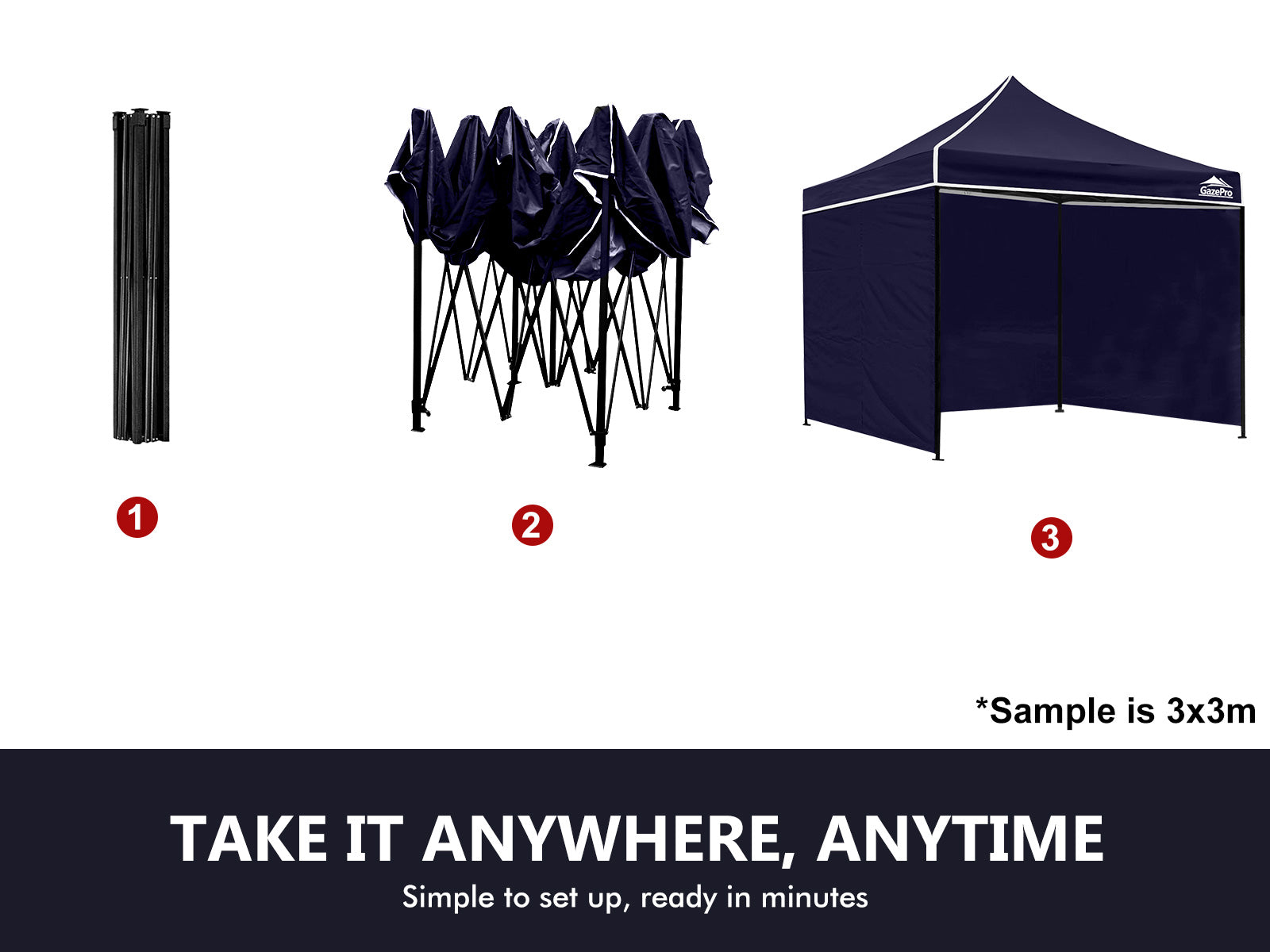 Ds Gazebo C Silver Coated Roof 3X3M Navy Pr9251 Gazebos Nz Depot 10 - Nz Depot