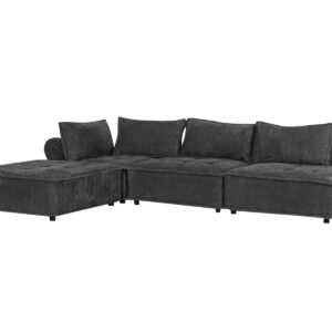 Hazel Sectional Sofa Velvet Dark Grey