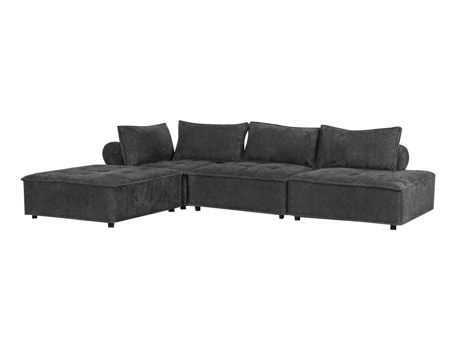 Hazel Sectional Sofa Velvet Dark Grey