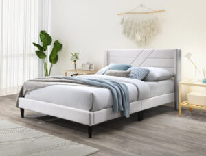 Galenia Fabric Bed Queen Beige With Mem23 Mattress Pr219889 Mattresses Nz Depot - Nz Depot