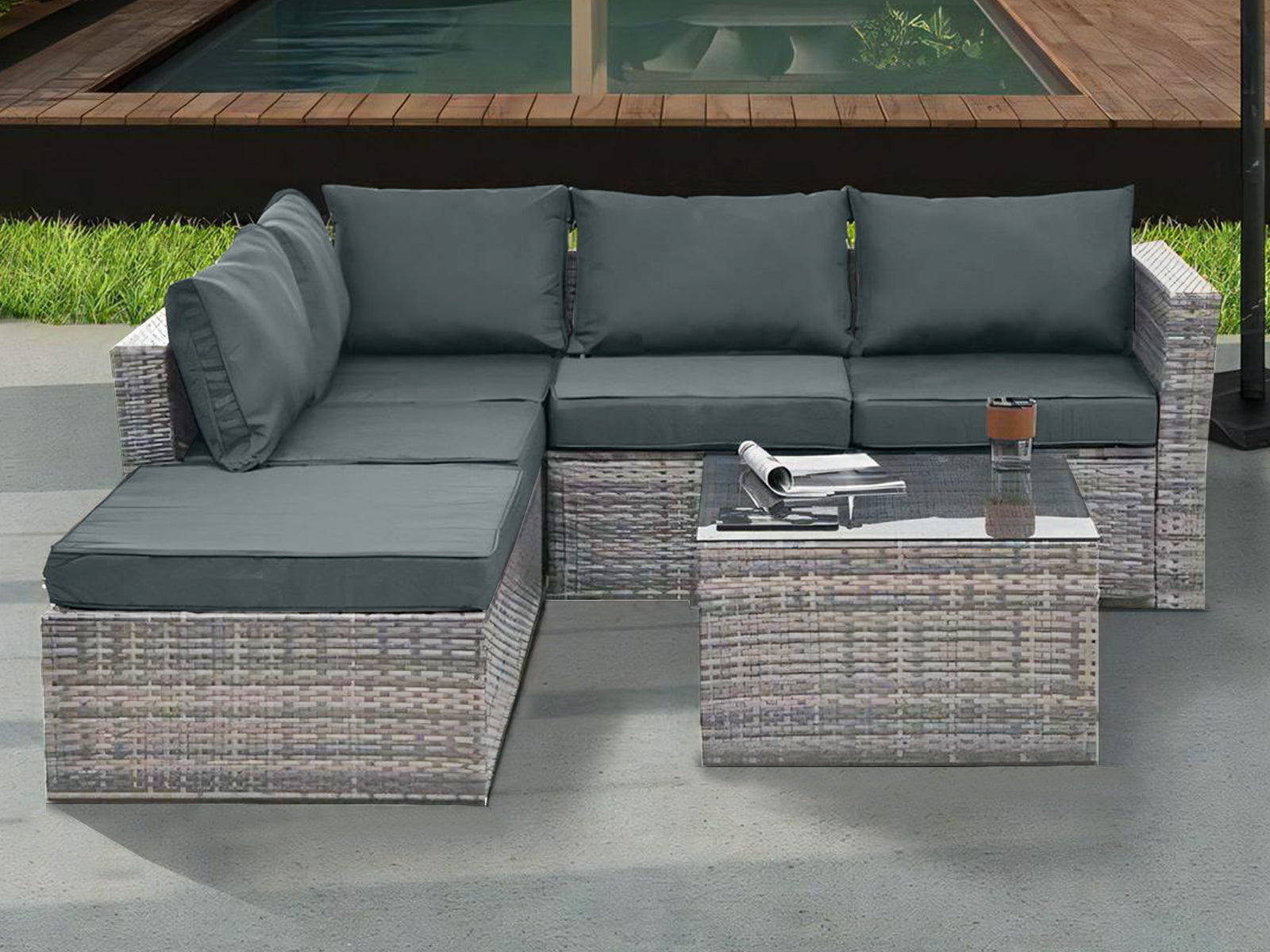 Isbalja Outdoor Sofa With Chiller Box Pr71803 Outdoor Furniture Nz Depot 4 - Nz Depot