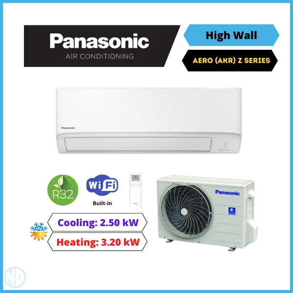 Panasonic 2.5Kw Aero Kit System Z Series (Akr) Wall Mounted Split System Air Conditioner Cs-Z25Akrw-1 Cu-Z25Akr-1 - Nz Depot