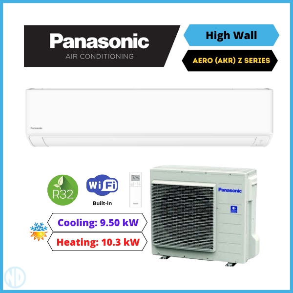 Panasonic 9.5Kw Aero Kit System Z Series (Akr) Wall Mounted Split System Air Conditioner Cs-Z95Akr Cu-Z95Akr - Nz Depot