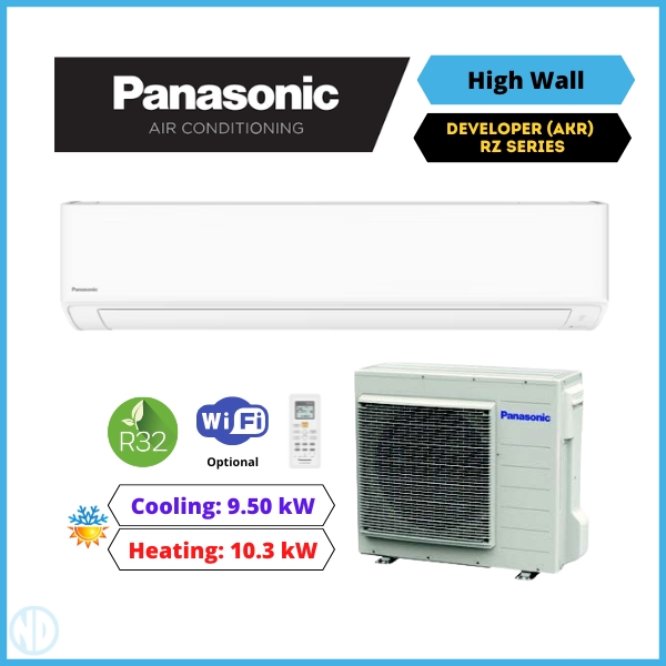 Panasonic 9.5Kw Developer Kit System Rz Series (Akr) Wall Mounted Split System Air Conditioner Cs-Rz95Akr Cu-Rz95Akr - Nzdepot