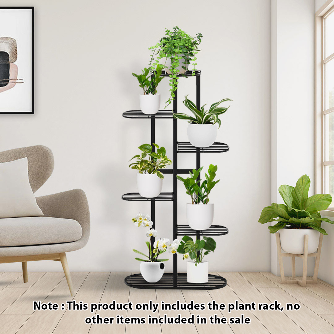 SOGA 2X 7 Tier 8 Pots Black Metal Plant Rack Flowerpot Storage Display Stand Holder Home Garden Decor, Home & Living, Home Decor, Indoor Pots, Planters and Plant Stands, , ,  - NZ DEPOT 2