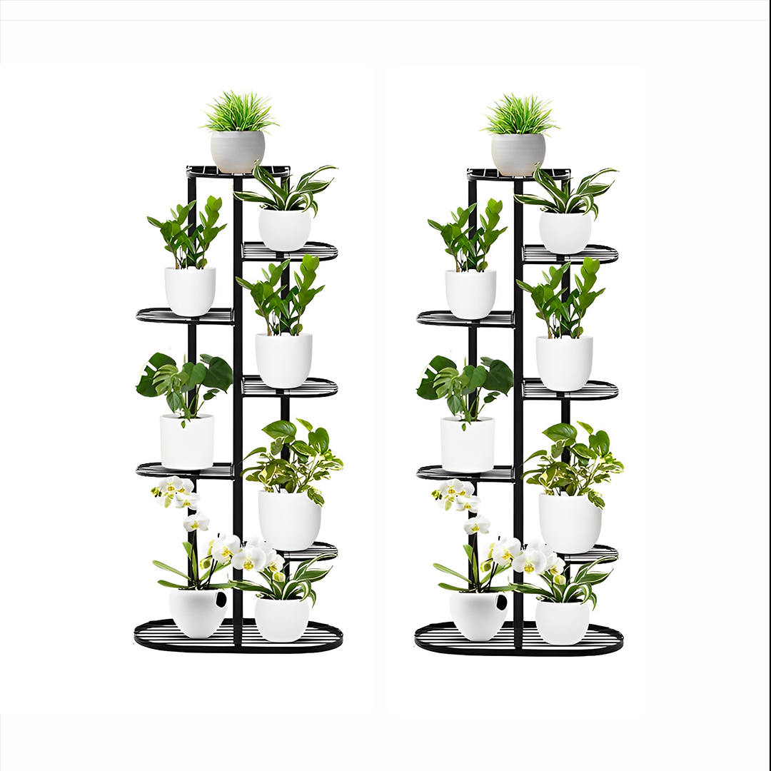 SOGA 2X 7 Tier 8 Pots Black Metal Plant Rack Flowerpot Storage Display Stand Holder Home Garden Decor, Home & Living, Home Decor, Indoor Pots, Planters and Plant Stands, , ,  - NZ DEPOT 1