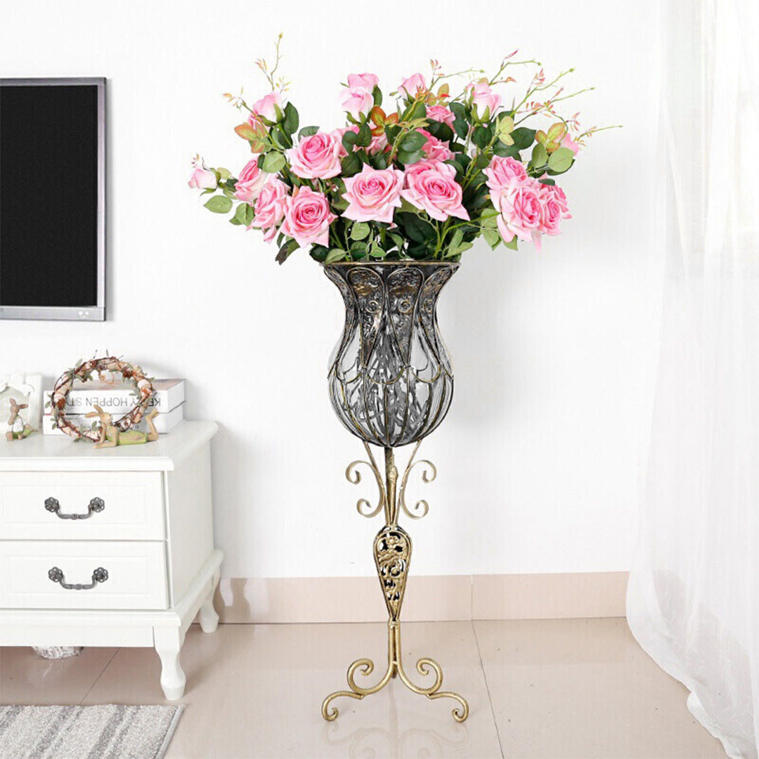 Soga 85Cm Clear Glass Tall Floor Vase With 12Pcs Pink Artificial Fake Flower Set, Home &Amp; Living, Home Decor, Vases, , ,  - Nz Depot 10