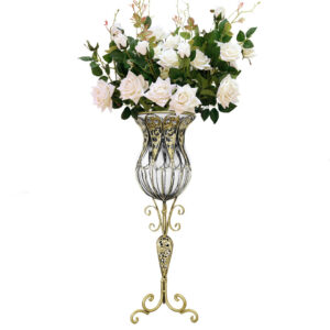 SOGA 85cm Clear Glass Tall Floor Vase with 12pcs White Artificial Fake Flower Set, Home & Living, Home Decor, Vases, , ,  - NZ DEPOT 1