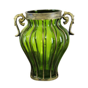 SOGA Green Colored European Glass Home Decor Flower Vase with Two Metal Handle, Home & Living, Home Decor, Vases, , ,  - NZ DEPOT 1