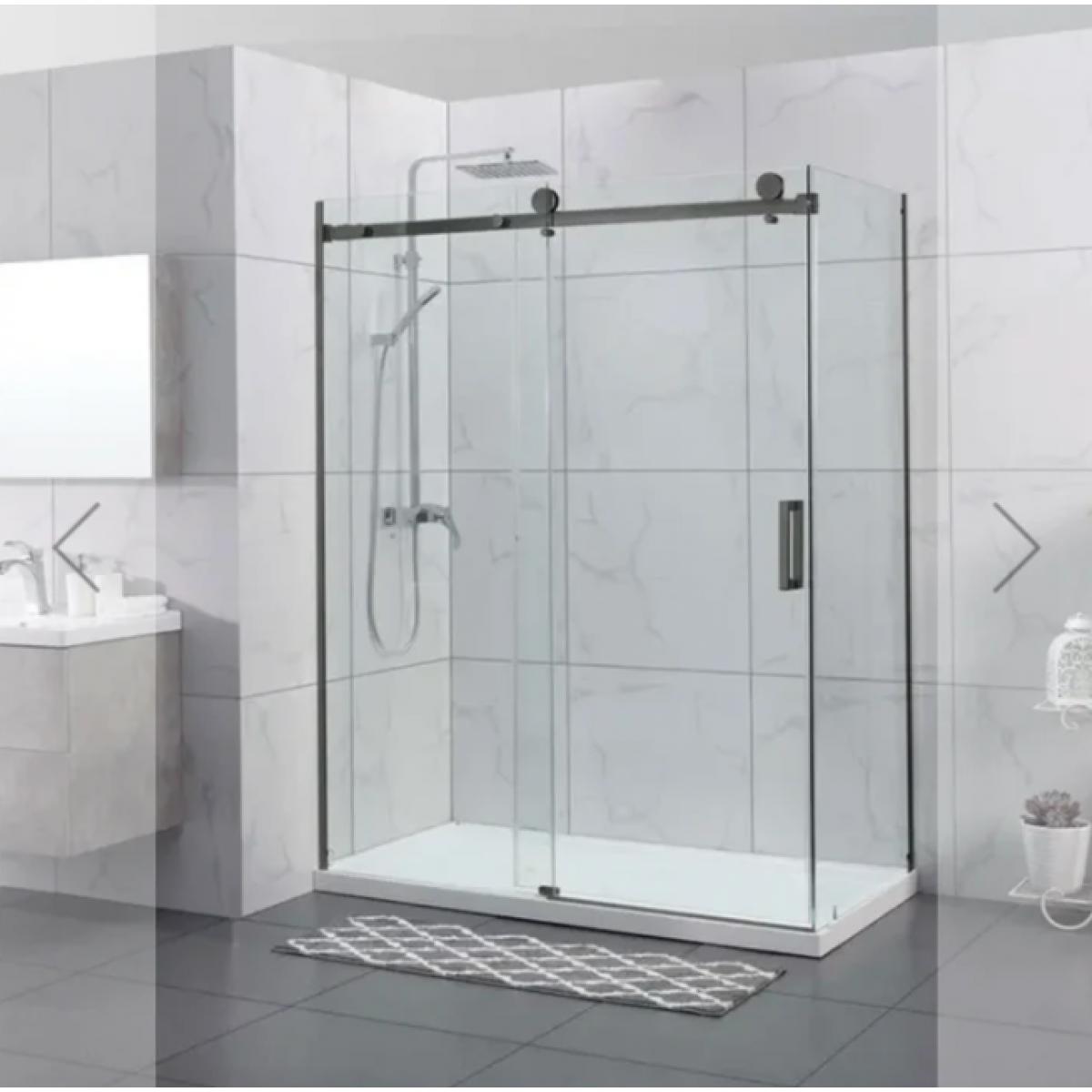 Shower Glass - Rock Series 2 Sides Frameless Glass Rcm1170X770 Gunmetal Grey Frame, Frameless Shower - Nz Depot