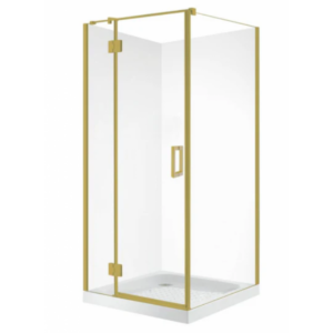 Shower Glass - Stream Series 2 Sides Swing Door 900x900mm Golden Frame, Frameless Shower - NZ DEPOT