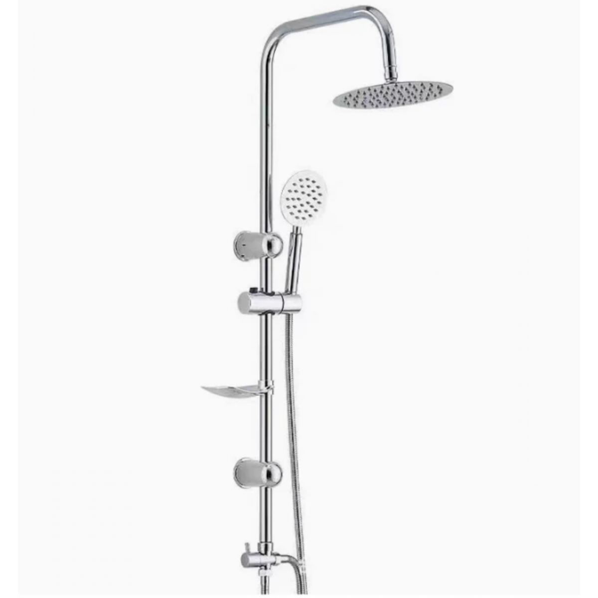 2 In 1 Shower Combination Dual Hose Rain Plastic Head - Chrome, Shower Slide &Amp; Rose - Nz Depot