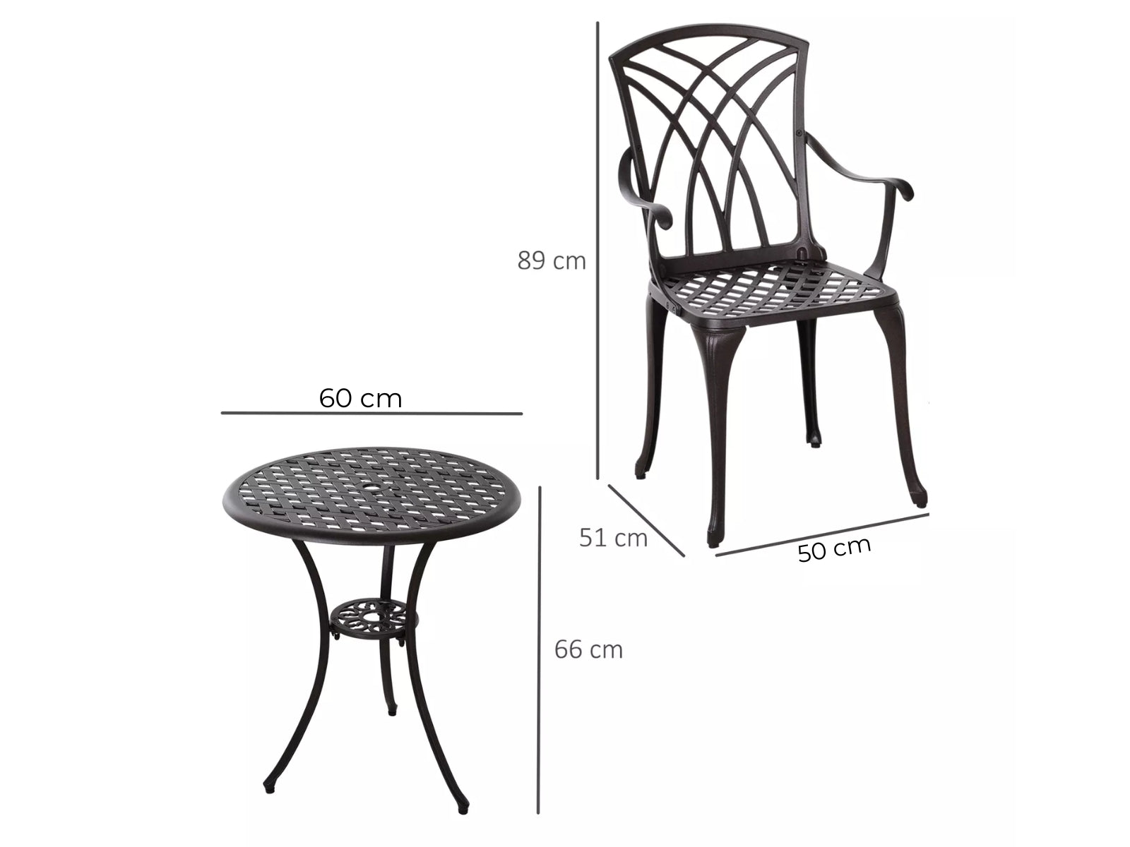 Armchair Bistro Set Black Alu Pr9556 Outdoor Furniture Nz Depot 9 - Nz Depot