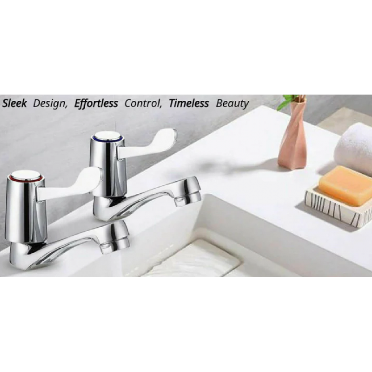 Basin Mixer -  Traditional Design Twin Pair Hot Cold Water Mixer Sink With Ceramic Disc For Bathroom, Basin Mixer - Nz Depot