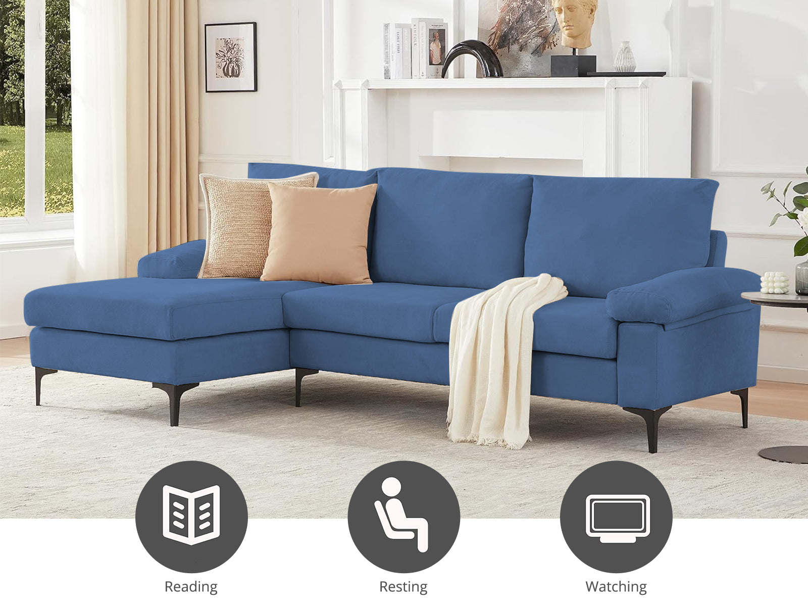 Ds Adriana Sectional Sofa Linen Blue Pr71821 Sofas Sectionals Sofa Beds Nz Depot 5 - Nz Depot